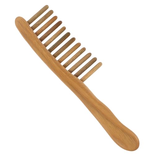 Vaguelly Breiter Holz-kamm aus Grünem Sandelholz für Männer Frauen Anti-statisch mit Massagefunktion zur Sanften Entwirrung Lockiger Haare Robust und Reisegeeignet von Vaguelly