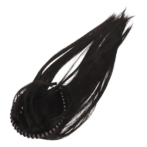 Vaguelly Breites Haarband Perücke mit Strassverzierung Synthetisches Haarteil für Damen Komfortabel und Sicher Passend Geeignet für Partys Hochzeit Alltag Dunkelbraun von Vaguelly