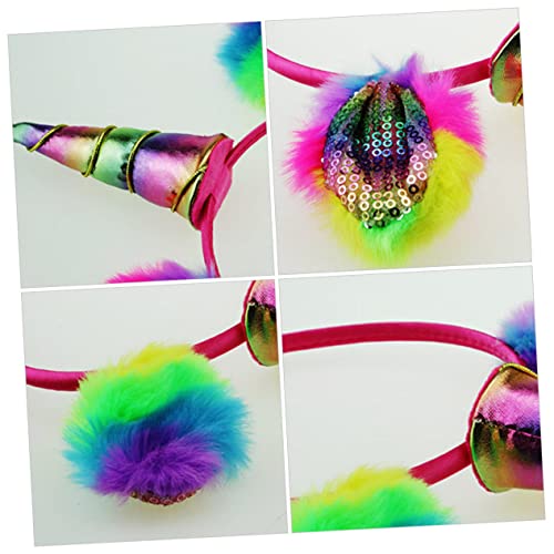 Vaguelly Buntes Einhorn Headband mit Plüsch und Glitzerohren Leichtes Kinderhaarreif für Geburtstagsparty Cosplay Fasching Geeignet für Mädchen und Festliche Anlässe von Vaguelly