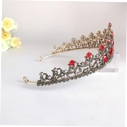 Vaguelly Charming Brautkrone Barockstil Tiara mit Wasserdrop Rotstein Vintage Brautschmuck Kopfzierde für Hochzeit Festliche Anlässe von Vaguelly