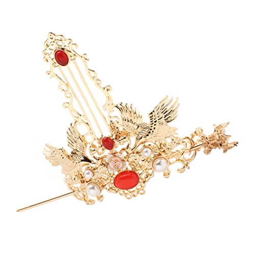 Vaguelly Chinesische Haarkrone Mit Haarstäbchen Für Damen Traditionelles Haarzubehör Eleganter Haarschmuck Handwerkskunst Für Hochzeiten Cosplay Und Festliche Anlässe Goldene Haarnadel von Vaguelly