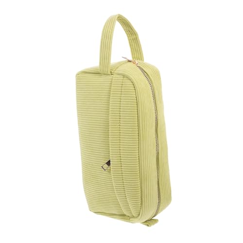 Vaguelly Corduroy Makeup Bag Grün Reise Kosmetiktasche mit Reißverschluss Makeup Organizer Handtasche für Damen und Outdoor Nutzung Geräumig Weich und Modisch von Vaguelly