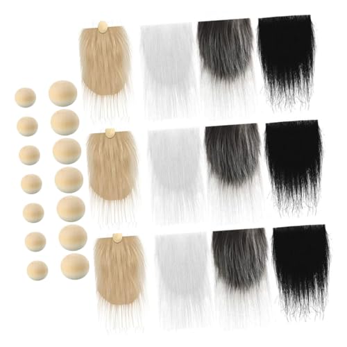 Vaguelly DIY Wichtelbart Teilig aus Polyester und Holz Bunte Vorgeschnittene Falsche Zwergenbärte mit Holzkugeln Weihnachtsmann und Gnome Bastelzubehör für Festliche Dekoration und Kreative von Vaguelly