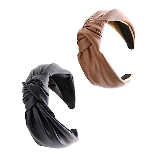 Vaguelly 2stücke Damen Pu-leder Haarschmuck Mit Knotenelement Praktische Haarbänder Für Sport Yoga Make-up Und Spa Elastisch Und Bequem von Vaguelly