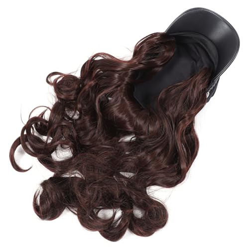 Vaguelly Damen Perücke Mütze mit Langen Gewellten Locken Synthetische Haarpracht Natürlicher Look Warme Herbst Winter Kopfbedeckung Komfortabel und Modisch von Vaguelly