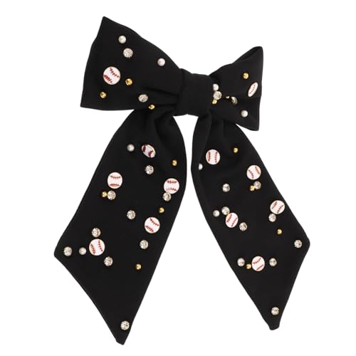 Vaguelly Haarklammer Mit Strasssteinen Und Schleife Federclip-haarspange Für Damen Retro-haarspange Dekoratives Haaraccessoire Schwarz von Vaguelly