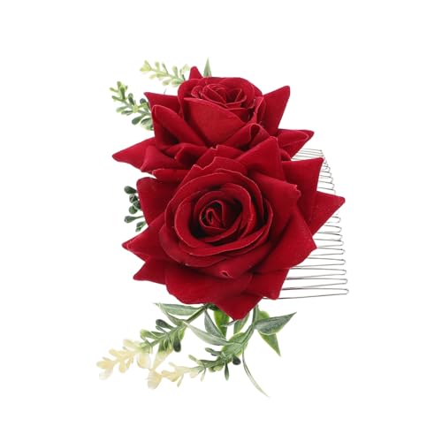 Vaguelly Eleganter Haarkamm mit Künstlicher Roter Langlebiges Design Vielseitiger Brautschmuck für Hochzeit Party Brautjungfern Leichtes Natürlich Aussehendes Haaraccessoire von Vaguelly