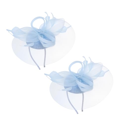 Vaguelly Fascinator Damen Haarschmuck Gauze Mesh Haarreif mit Schleier Leichter Brauthut für Hochzeit Party Bankett Teiliges Hellblau Vielseitig und Komfortabel von Vaguelly