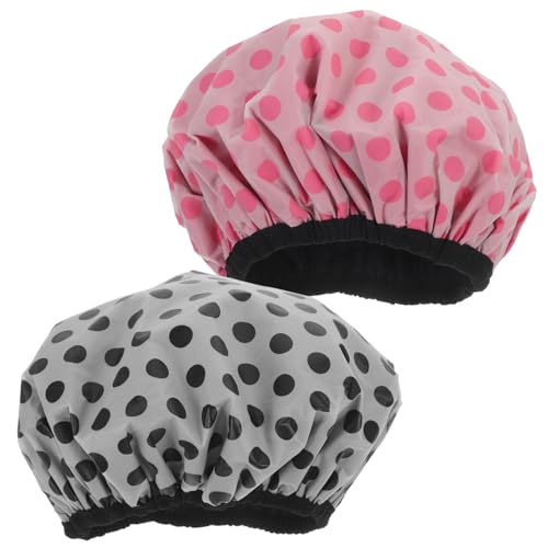 Vaguelly 2stücke Duschhaube Für Damen Dreilagig Multifunktionale Badekappe Mit Elastischem Band Für Haare Trocknen Make-up Und Spa von Vaguelly