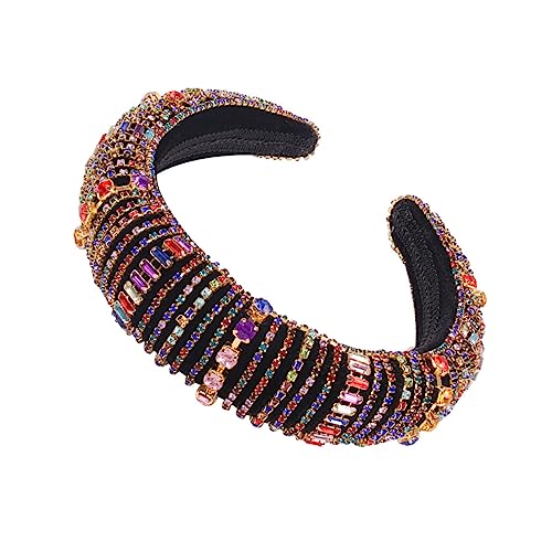 Vaguelly Full Diamond Stirnband Mit Breiter Krempe Bademantel Haarrebe Der Braut Gepolsterte Stirnbänder Für Damen Bausatz Perlen Brautjungfernfrauen Bräute Funkeln Schmuck Gothic Fee Stoff von Vaguelly