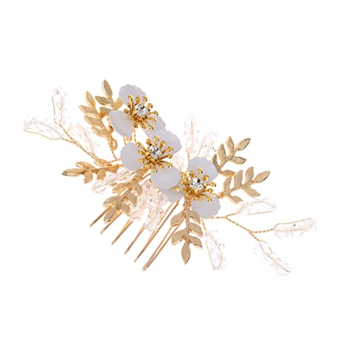 Vaguelly Goldfarbener Haarkamm Blumendekor Brautschmuck Haarkamm für Hochzeit Eleganter Haarschmuck für Braut und Brautjungfern Leichter und Sicherer von Vaguelly