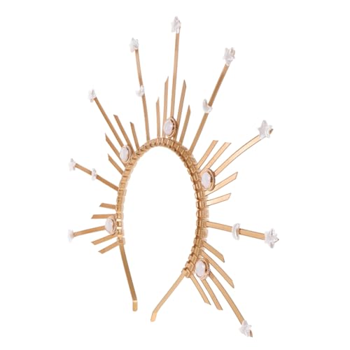 Vaguelly Goldfarbener Haarreif mit Design Leicht und Bequem Festlicher Kopfschmuck für Damen und Erwachsene für Cosplay Partys Bühnenauftritte und Fotorequisiten von Vaguelly