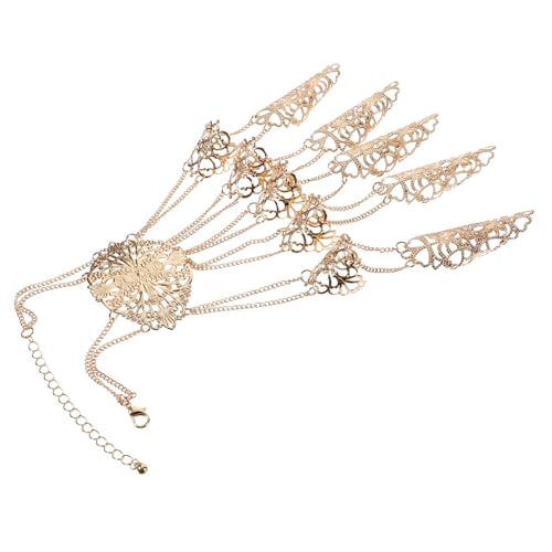 Vaguelly Goldfarbenes Fingerkettchen Handkette Armband für Mädchen Leichtes Elegantes Handgelenkschmuckstück für Tanz Bühnenauftritt und Party Originelles Design Komfortabel und Dekorativ von Vaguelly