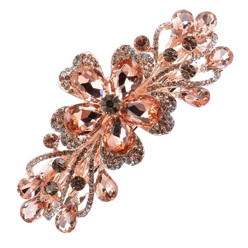 Vaguelly Große Damen Haarklammer mit Federmechanismus Blumen Design mit Strass Stilvolle Haarspange für Dickes Haar Modisches Haarschmuck Accessoire für Party Hochzeit und Alltag von Vaguelly