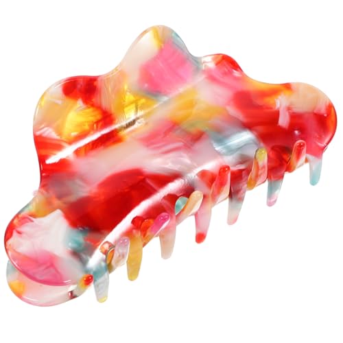 Vaguelly Große Haarklammer für Dickes Haar Dekorativer und Schmerzfreier Claw Clip aus Robustem Material Modisch und Praktisch für Damen bei Partys Hochzeiten und Alltag Tropisch Roter von Vaguelly