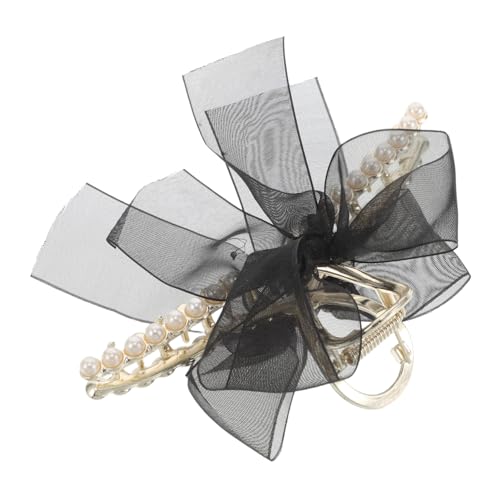 Vaguelly Große Haarklammer mit Schleifenband und Eleganten Perlen Dekorative Haarspange mit Stabilem Hinterkopf krallendesign Geeignet für Haartypen Modisches Accessoire für Frauen und von Vaguelly