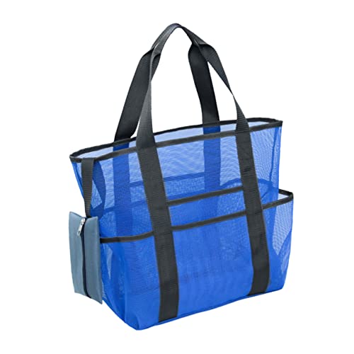 Vaguelly Große Mesh Strandtasche Wasserfest Langlebig Schnell Trocknend mit Geräumigen Fächern und Reißverschluss für Badetücher Einkaufen Picknick Vielseitige Leichte Strandtasche für von Vaguelly