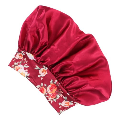Vaguelly Silky Satin Große Schlafhaube Für Damen Verstellbare Seidenhaube Blumenmuster Schützt Haar Beim Schlafen Und Duschen Für Und von Vaguelly