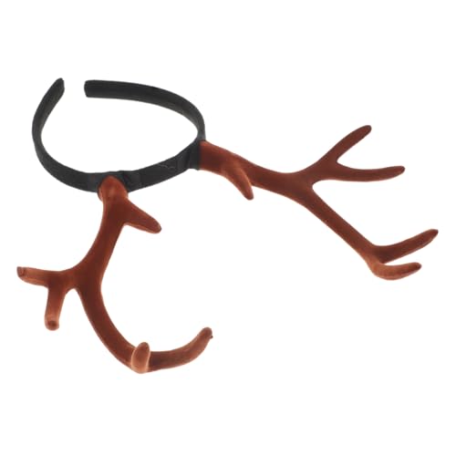 Vaguelly Geweih Rentier Stirnband Cosplay Haarband Kopfbedeckung Weihnachten Party Zubehör Beflockt Realistisch Elch Ohren Stirnbandband von Vaguelly