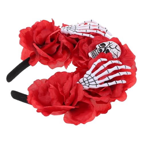 Vaguelly Blumenstirnband Mit Totenkopf Und Knochenmotiven Für Halloween-partys Kostümkopfbedeckungen Blumenstirnband Für Damen Knochenaccessoires Für Themenveranstaltungen von Vaguelly