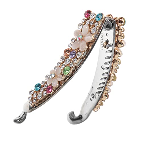 Vaguelly Haarspange mit Strass Bananenclip mit Strasssteinen Haarspange für besondere Anlässe klein Haar-Bananen-Clips für Frauen große Bananenclips für dickes Haar Haarklemme Metall Weiß von Vaguelly