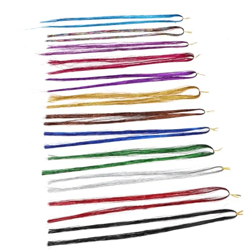 Vaguelly Haarverlängerung Lametta mit Bunten Strähnen DIY Glitzer Haar Tinsel Extensions mit Häkelnadel Mikro Silikonringen Haarschmuck für Einflechten und Styling von Vaguelly