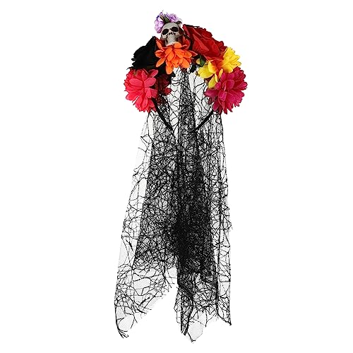 Vaguelly Halloween Schädel Stirnband Mit Simulations-rosen Blumen Kopfschmuck Für Cosplay Bühnenshow Partys Und Maskenbälle Stilvolles Haarband Für Festivals von Vaguelly