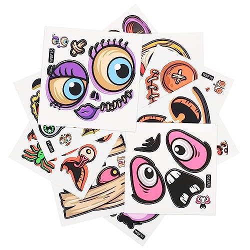 Vaguelly Halloween-aufkleber Fürs Gesicht 20 Blätter Ausdrucks-aufkleber-set Selbstklebende -aufkleber Partygeschenk Für Jungen Und Mädchen von Vaguelly