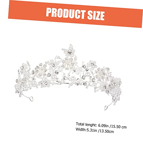 Vaguelly Handgefertigte Braut Tiara mit Perlen und Kristallen Haarkrone für Hochzeit Silberweißer Haarschmuck Leichter Kopfschmuck für Braut und Festliche Anlässe von Vaguelly