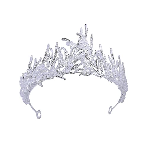 Vaguelly Handgefertigte Silber Kristallkrone Brautschmuck mit Perlen Dekorative Tiara für Hochzeit Braut Brautjungfern und Festliche Anlässe Auffälliges Design für Besonderen von Vaguelly