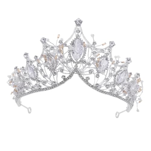 Vaguelly Hochzeit Braut Tiara aus Legierung mit Funkelnden und Strasssteinen Handgefertigtes Barock Design Leichtes Langlebiges Brautschmuck für Unvergessliche Festmomente von Vaguelly