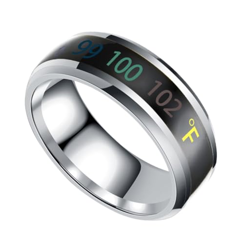 Vaguelly Intelligenter Temperaturanzeigender Unisex ring aus Poliertem Metall Breiter Fingerschmuck Stimmungsändernder Couple ring für Alltag Modisches Geschenk für Damen und Herren von Vaguelly