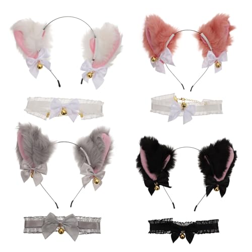 Vaguelly Katzenohr Stirnband Mit Kragen Niedliches Katzenohr Haarband Und Set Für Partys Cosplay Und Karneval Teilig Inkl Und Katzenohren von Vaguelly