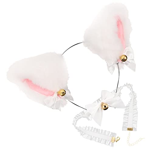 Vaguelly Katzenohren Stirnband Und Spitze Halskette Mit Metallglöckchen Haarreifen Und Halsglocke Süße Katzenprinzessin Kopfschmuck Für Cosplay Party Und Fotos von Vaguelly