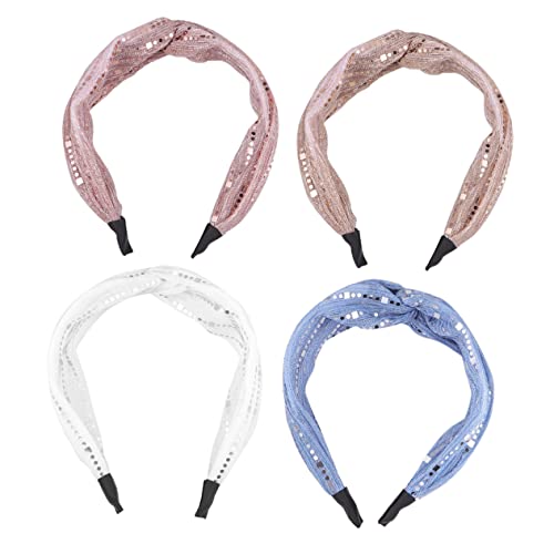 Vaguelly Knoten Stirnband Blau Mit Funkelndem Kreuz Design Modisches Damen Haarband Netz-haar-accessoire Für Party Und Alltag von Vaguelly
