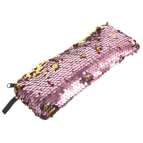 Vaguelly Kosmetiktasche Mit Reißverschluss Kleine Make-up-Tasche Aus Polyestermaterial Tragbare Aufbewahrungstasche Für Damen Mit Pailletten-Design Für Reisen von Vaguelly