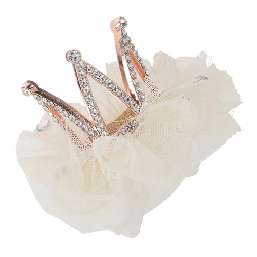 Vaguelly Krone Clip Haare Strass Für Junge Mädchen Mädchen Haarspange Mit Bobby Clip Haar Zubehör Junge Haarnadel Beige von Vaguelly