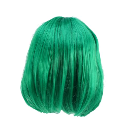 Vaguelly Kurz Grüner Bobperücke Damen Synthetik Haarperücke Hohe Temperaturfaser Stretchbar Waschbar Natürlich Aussehende Perücke Für Alltag Party Fasching Cosplay von Vaguelly