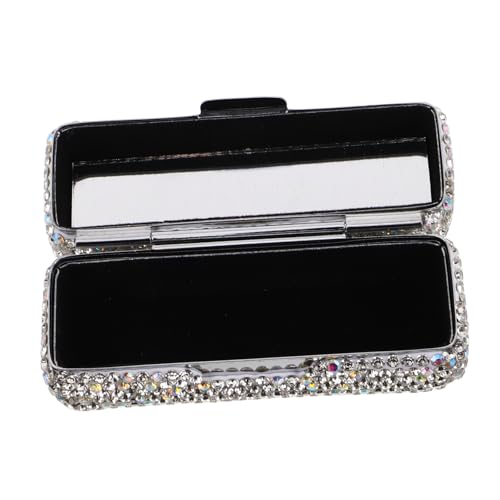 Vaguelly Lipstick Case Mit Spiegel Und Funkelnden Strasssteinen Tragbarer Lippenstifthalter Für Unterwegs Kosmetik-Organizer Für Damen Stilvolle Aufbewahrung Für Lippenstift Und von Vaguelly