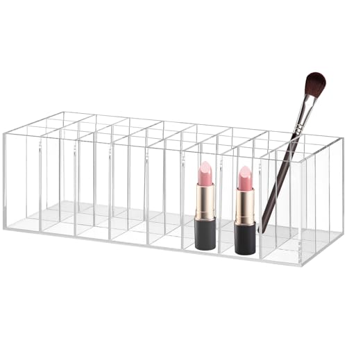 Vaguelly Lippenstift Display Container 24 Fächer Mehrzweck Lippenstifthalter für Schminktisch Transparentes Acryl Makeup Organizer Kompakte Aufbewahrungsbox für Kosmetik für Zuhause von Vaguelly