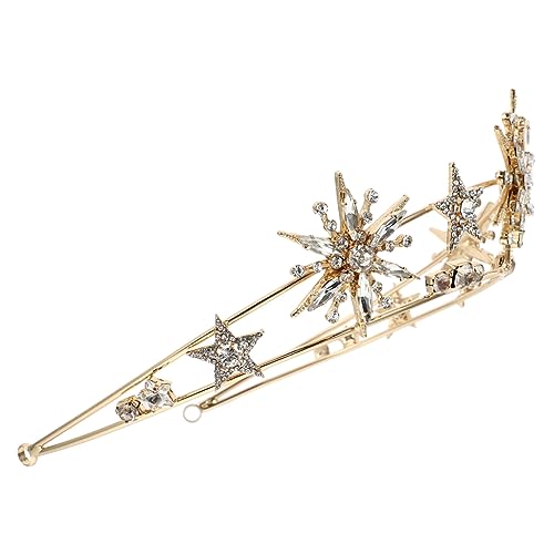 Vaguelly Mädchen Tiara Krone mit Funkelnden Sternen Goldfarbener Haarschmuck für Braut Hochzeit und Festliche Anlässe Einfach zu Tragen Langlebiges Design Stilvolles Accessoire für von Vaguelly