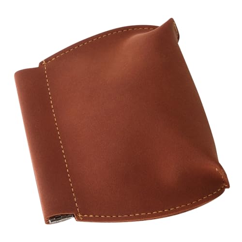 Vaguelly Männer Münzbeutel aus PU Leder mit Federverschluss Kompakte Geldbörse für Unterwegs Praktische Aufbewahrung für Make Up und Münzen Leicht und Tragbar Braun von Vaguelly