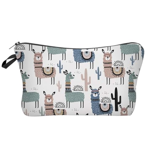Vaguelly Make up Tasche mit Digitaldruck Alpaka Motiv Multifunktionaler Kulturbeutel für Damen Großer Stauraum Leichter Tragbarer Waschbeutel für Reisen und Alltag Robust und Sicher von Vaguelly