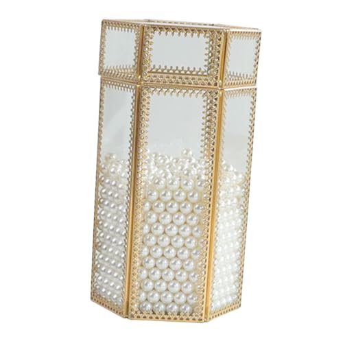 Vaguelly Glass Makeup Brush Storage Box Mit Dekorativen Perlen Staubdichter Organizer Für Kosmetikpinsel Und Lippenstifte Kompakter Und Eleganter Make-up Aufbewahrungskorb von Vaguelly