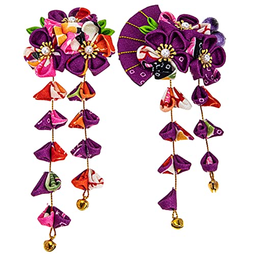 Vaguelly 2stücke Blumen Haarklammern Für Frauen Mit Vintage-fan-design Und Fliederfarbenen Fransen Leichte Haarspangen Für Elegant Stil Und Besonderen Anlässe von Vaguelly