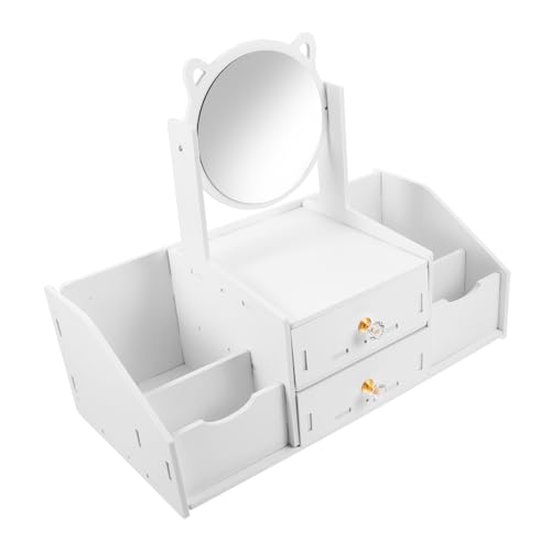 Vaguelly Eitelkeit Make-up Desktop Make-up Organizer Glas Holz Kunststoff Bord Zähler Top Kosmetische Lagerung Box Spiegel von Vaguelly