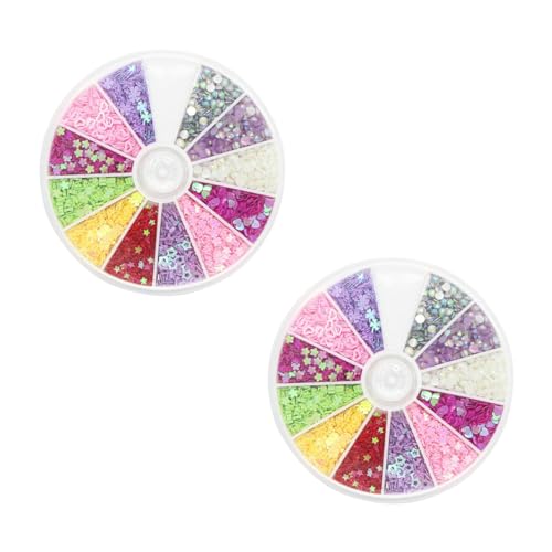 Vaguelly Nagelkunst Zubehör Satz 2 Boxen Glitzer Pailletten Aufkleber für Maniküre Selbstgemacht Nagelart Dekoration Geeignet für Zuhause Salon Nagel Pailletten Dekoration von Vaguelly