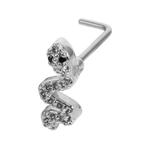 Vaguelly Nasenring Schlangenform mit Zirkonia Nasenpiercing Schmuck Damen Form Sicherer Sitz Modisch Elegant Komfortabel für Alltag und Besondere Anlässe von Vaguelly