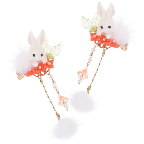 Vaguelly Niedliche Bunny Haarschmuck Ostern Haarklammern Plüsch Süße Hasen Haarspangen mit Quaste für Kleinkinder Mädchen Party Accessoire von Vaguelly