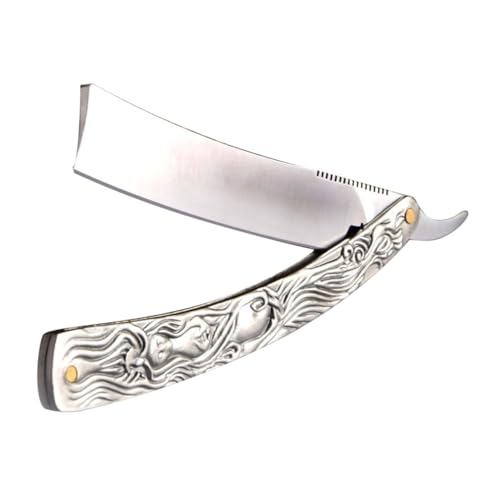 Vaguelly Old Type Razor mit Metallgriff Manuelles Rasiermesser aus Hochwertigem Langlebig und Hautschonend für Herren Bart Haarschneiden für Friseure und Reisen von Vaguelly